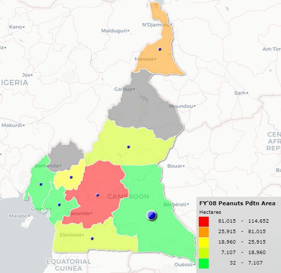 Cameroon peanuts production areas