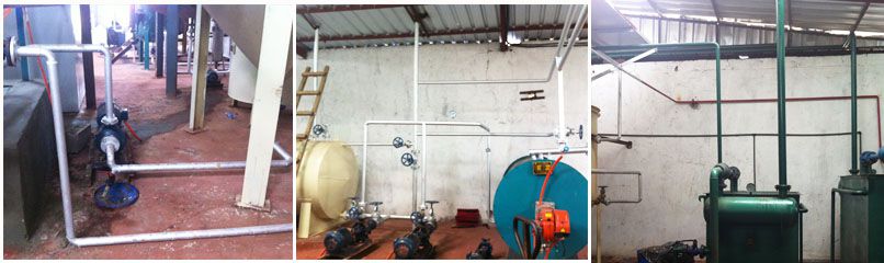 pipe connection between coconut oil refining machines